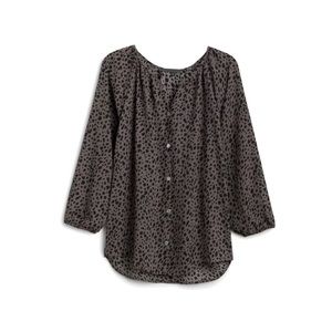 West Kei Stitch Fix Button Down Balloon Sleeve Animal Print Leopard Print Top